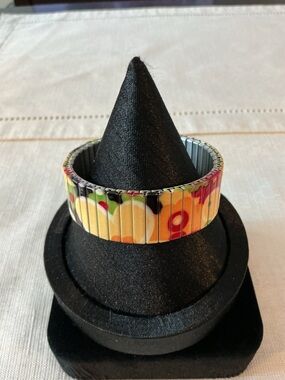 Multicolored Vibrant Silver Tone Stretch Bracelet